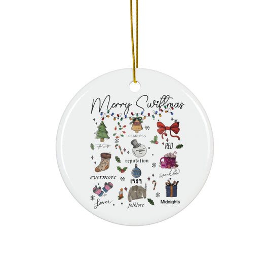 Merry Swiftmas Album Collection Ornament | Taylor's Era Christmas Decor | Ceramic Tree Ornament for Swifties